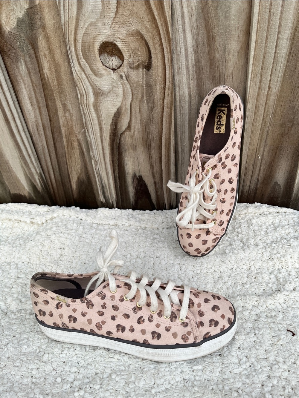Meds Triple Kick leopard print canvas platform sneakers